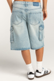 Casual Gradient Pocket Buttons Loose Oversize Straight Distressed Denim Shorts