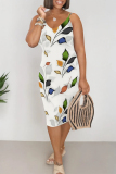 Casual Graphics Print U Neck Sleeveless Vacation Bodycon Midi Slip Dress