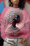 Casual Graphcis Figure Print O Neck Long Sleeve Sweatshirt