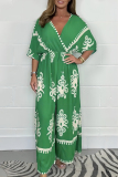 Casual Boho Floral Print V Neck Batwing Sleeve Cinch Waist Loose Vacation Wide Leg Jumpsuits