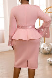 Sequins O Neck Flare Sleeve Ruffle Trim Formal Party Evening Mother Of The Bride Wedding Guest Bodycon Midi Dresses