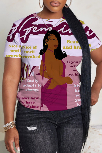 Casual Figure Print O Neck Short Sleeve Slim Fitted Graphics T-Shirts