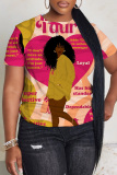 Casual Figure Print O Neck Short Sleeve Slim Fitted Graphics T-Shirts