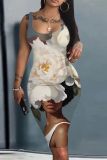 Casual Graphics Print U Neck Sleeveless Vacation Bodycon Midi Tank Dress