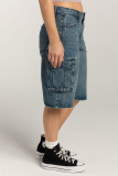 Casual Gradient Pocket Buttons Loose Oversize Straight Distressed Denim Shorts