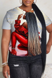 Casual 3D Figure Print Short Sleeve O Neck Oversize Graphics T-Shirts