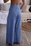 Casual High Waist Pocket Vacation Fitted Wide Leg Pants