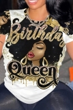 Casual Graphic Print O Neck Short Sleeve Slim Fitted T-Shirts