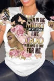 Casual Graphic Print O Neck Short Sleeve Slim Fitted T-Shirts