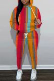 Sportwear Casual Graphics Print Long Sleeve Hooded Sweatshirt And Drawstring Pants Two Pieces Sweatpant Sets