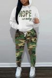 Sportwear Casual Graphics Print Long Sleeve Hooded Sweatshirt And Drawstring Pants Two Pieces Sweatpant Sets