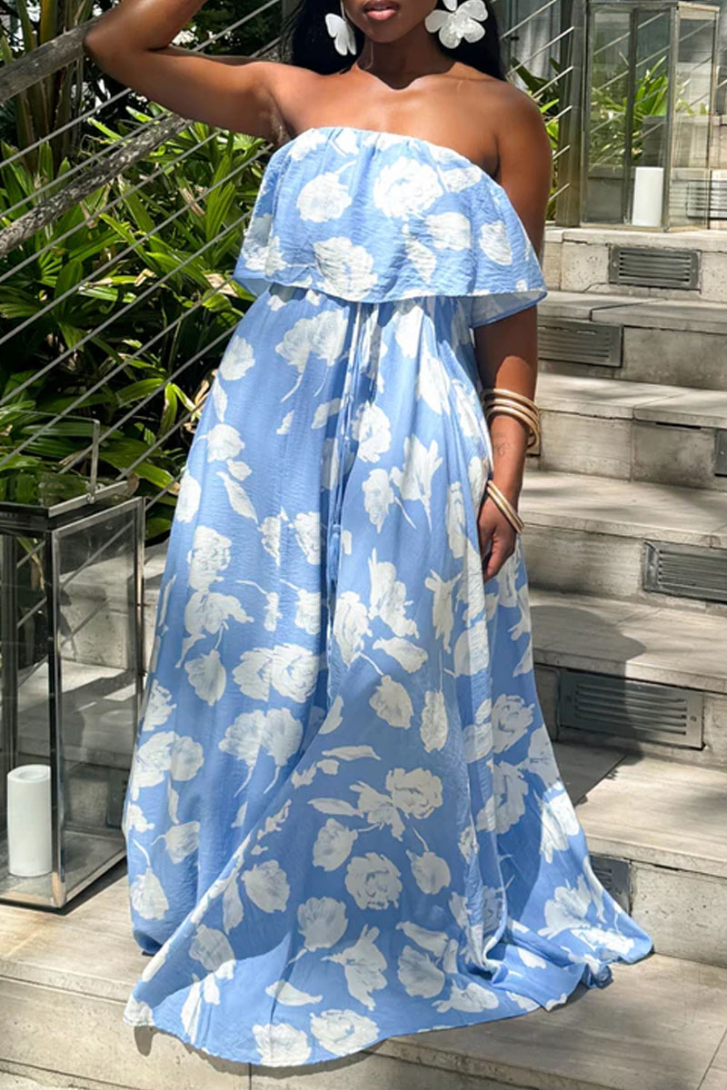Floral Vacation Long Dress Elegant Casual A-Line Maxi Dress