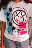 Casual Ink Splash Print O Neck Short Sleeve Plus Size Oversize Graphics T-shirt