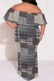 Casual Bobo Colorblock Print Short Sleeve Asymmetrical Floor Length Vacation Loose Maxi Dresses
