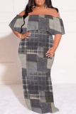 Casual Bobo Colorblock Print Short Sleeve Asymmetrical Floor Length Vacation Loose Maxi Dresses