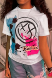 Casual Ink Splash Print O Neck Short Sleeve Plus Size Oversize Graphics T-shirt