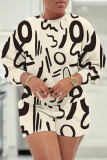 Casual Graphics Print O Neck Long Sleeve Sweatshirt And Shorts Two Pieces Shorts Sets