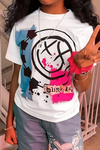 Casual Ink Splash Print O Neck Short Sleeve Plus Size Oversize Graphics T-shirt