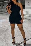 Sleeveless Backless Oblique Collar Irregular Hem Formal Party Evening Bodycon Mini Dresses