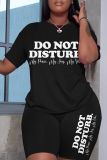 Casual Letter Print O Neck Short Sleeve Oversize Graphics T-Shirt And Shorts Two Pieces Shorts Sets