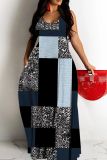 Sexy Stripe Print Backless Spaghetti Strap Floor Length Vacation Baggy Sundress Slip Maxi Dress
