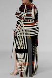 Casual Floral Print V Neck Long Sleeve With Belt Side Slit Long Loose Vacation Plus Size Maxi Dresses