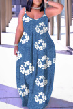 Sexy Ombre Print Backless Spaghetti Strap Floor Length Vacation Baggy Sundress Slip Maxi Dress