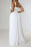 Sleeveless Backless Zipper Spaghetti Strap Formal Party Evening Vacation Cami Wide Leg Jumpsuits