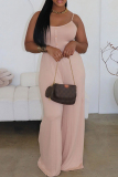 Casual Sleeveless Backless Spaghetti Strap Vacation Wide Leg Slip Jumpsuits