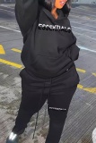 Sportwear Casual Letter Print Long Sleeve Hooded Sweatshirt And Straight Leg Pants Two Pieces Tracksuit Sweatpants Sets