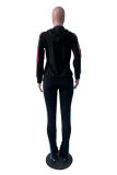 Light Blue adult Casual Fashion Print Two Piece Suits Patchwork Zippered Straight Long Sleeve