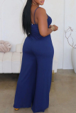 Casual Sleeveless Backless Spaghetti Strap Vacation Wide Leg Slip Jumpsuits