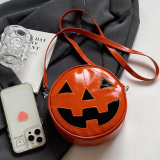 Casual Quirky Ghost Halloween Small Round Pumpkin Crossbody Bag