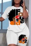 Casual Letter Print O Neck Short Sleeve Oversize Graphics T-Shirt And Shorts Two Pieces Shorts Sets