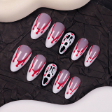 Halloween Skull Head Press On Nails Tips French Short False Nails With Chic Elegance Full Cover False Nails