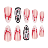 Halloween Skull Head Press On Nails Tips French Short False Nails With Chic Elegance Full Cover False Nails