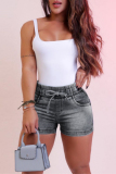 Casual High Waist Pocket Slim Fitted Denim Shorts Hot Pants
