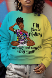 Casual Ombre Print O Neck Long Sleeve Graphics Sweatshirt