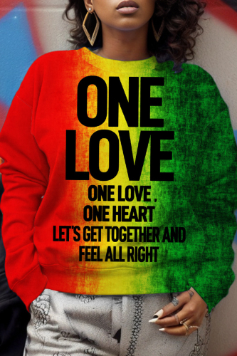 Casual Ombre Print O Neck Long Sleeve Graphics Sweatshirt