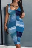 Casual Graphics Print U Neck Sleeveless Vacation Bodycon Midi Tank Dress