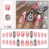 Halloween Skull Head Press On Nails Tips French Short False Nails With Chic Elegance Full Cover False Nails