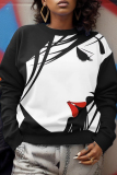 Casual Face Print O Neck Long Sleeve Sweatshirt