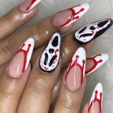 Halloween Skull Head Press On Nails Tips French Short False Nails With Chic Elegance Full Cover False Nails
