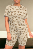 Casual Graphics Print O Neck Short Sleeve Oversize T-Shirt And Shorts Two Pieces Shorts Sets