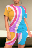 Casual Graphics Print O Neck Short Sleeve Oversize T-Shirt And Shorts Two Pieces Shorts Sets