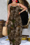 Sexy Graphics Print Backless Spaghetti Strap Floor Length Vacation Baggy Sundress Slip Maxi Dress