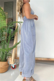 Casual Sleeveless Backless Deep V Neck Slim Fitted Vacation Cami Jumpsuits
