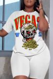 Casual Graphics Print O Neck Short Sleeve Oversize T-Shirt And Shorts Two Pieces Shorts Sets
