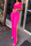 Sportwear Casual U Neck Short Sleeve Crop Tops And Skinny Pants Two Pieces Trouser Sets