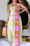 Sexy Graphics Print Backless Spaghetti Strap Floor Length Vacation Baggy Sundress Slip Maxi Dress